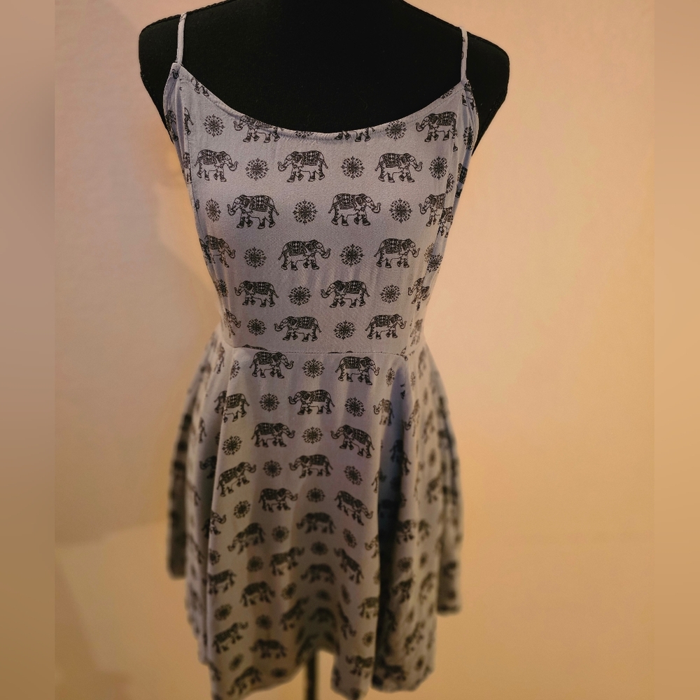 Gray Elephant Print Dress